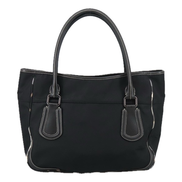 BURBERRY Blue Label Tote Bag Nylon Black Silver Auth 103026 - Picture 3 of 16